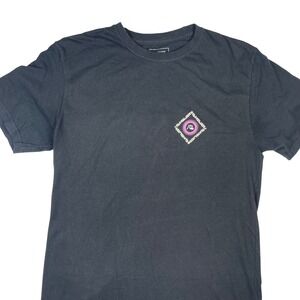Quiksilver Mens‎ T-Shirt Black Graphic Logo Regular Fit Cotton Size L vtg